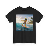 Surfing Banana T‑Shirt — Tropical Beach Surfboard Graphic Tee - Nanobanana.ai