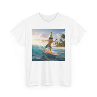 Surfing Banana T‑Shirt — Tropical Beach Surfboard Graphic Tee - Nanobanana.ai