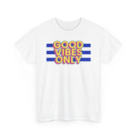 Good Vibes Only Unisex Heavy Cotton Tee, Positive Vibes Shirt, Fun Casual Wear, Summer Outfit, Perfect Gift for Friends