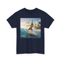 Surfing Banana T‑Shirt — Tropical Beach Surfboard Graphic Tee - Nanobanana.ai