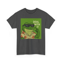 Deal With It Funny Frog Tee - Unisex Heavy Cotton T-Shirt