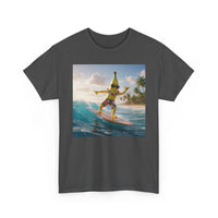Surfing Banana T‑Shirt — Tropical Beach Surfboard Graphic Tee - Nanobanana.ai