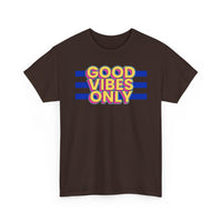 Good Vibes Only Unisex Heavy Cotton Tee, Positive Vibes Shirt, Fun Casual Wear, Summer Outfit, Perfect Gift for Friends